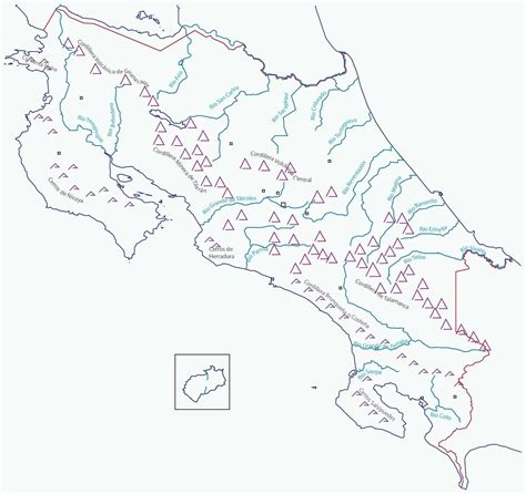 Mapa De Costa Rica Y Dibujo De Todos Los Volcanes De Nuestro País