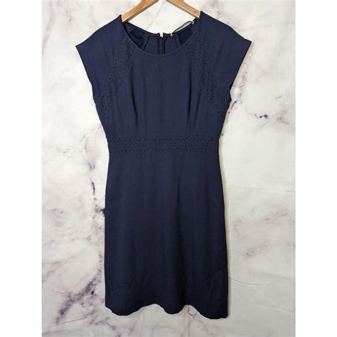 Susana Monaco Navy Blue Shorts Sleeve Cut Out Dress 6 Gem