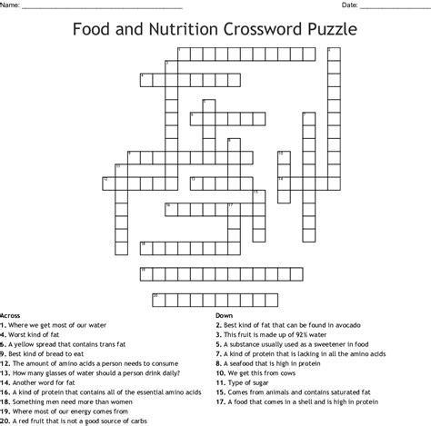 Open the link to go straight there nyt crossword answers. Nutrition Crossword Puzzle - WordMint