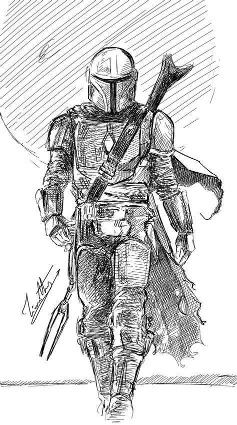 Mandalorian Sketch Loving This Show Star Wars Art Drawings Star