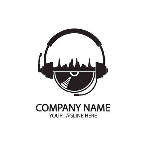 Radio Station And Dj Logo With Headphones And Sound Waves Vector Dj