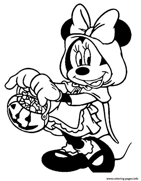 Minnie As Little Red Riding Hood Disney Halloween Coloring Page Printable