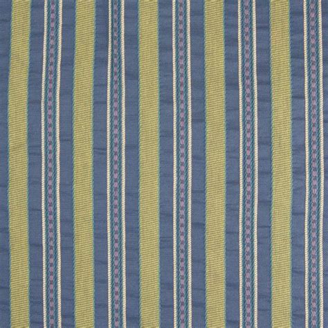 Multi Green And Blue Stripe Woven Upholstery Fabric By The Yard G7688