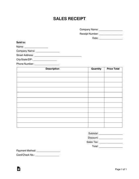 Free Receipt Templates Samples Pdf Word Eforms