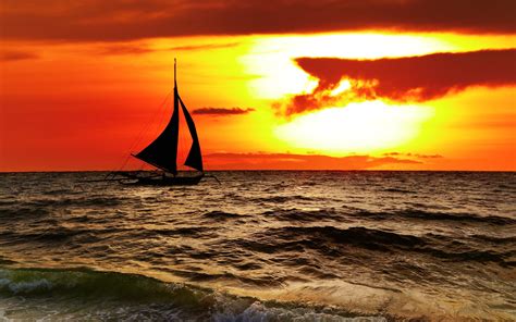 4032529 Sky Nature Landscapes Ocean Orange Yacht Sea Sunset