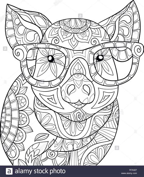 In case you don\'t find what you are looking for, use the top search bar to search again! A cute pig wearing glasses image for adults.A coloring ...