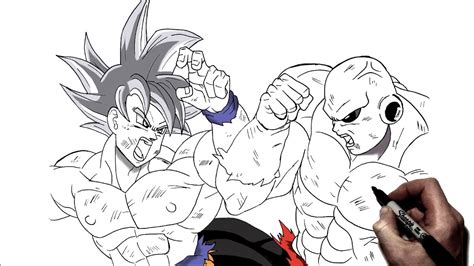 How To Draw Goku Mui Vs Jiren Step By Step Dragonball Youtube