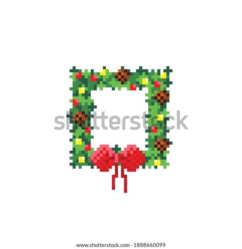 Christmas Wreath Pixel Art Vector Illustration Stock Vector Royalty