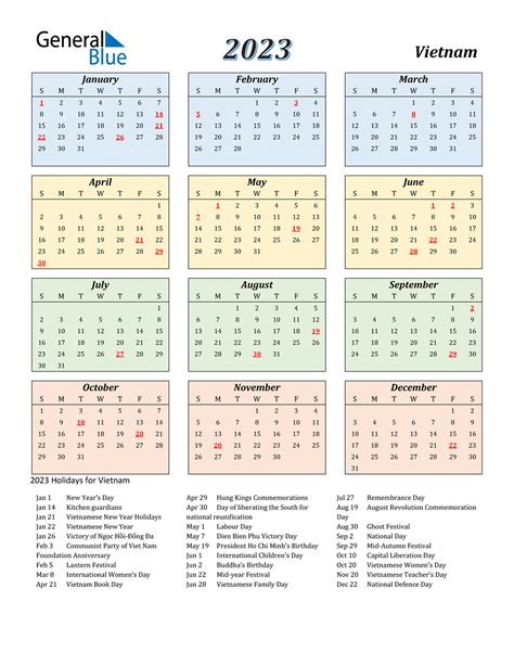 2023 Vietnam Calendar With Holidays