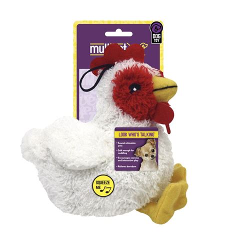 Multipet Look Whos Talking Plush Chicken Dog Toy