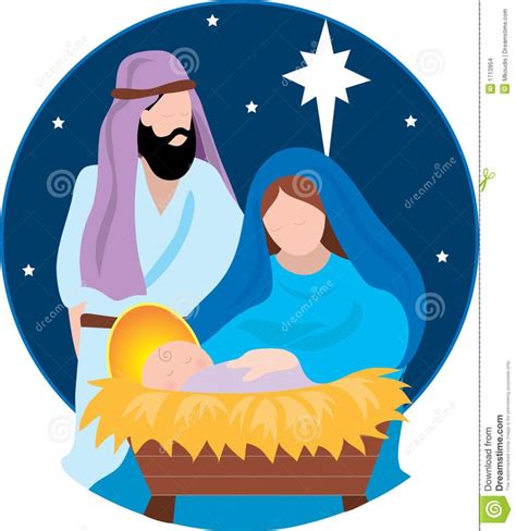 Illustration About Nativity Scene With Maryjoseph And The Baby Jesus