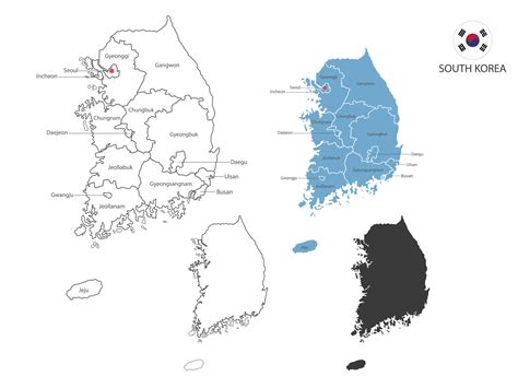 Estilo De Ilustraci N De Vector De Mapa De Corea Del Sur Tiene Toda