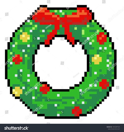 Wreath Christmas Icon Pixel Art Stock Illustration 1845387529