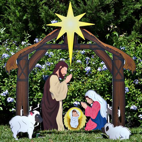 Holy Night Complete Printed Nativity Set Outdoor Nativity Scene