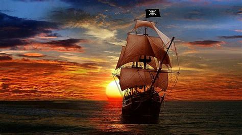 HD Wallpaper Pirate Caravel Sailing Ship Calm Sea Sky Ocean