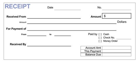 Free Official Receipt Templates Blank Printable