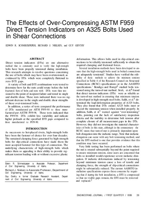 Pdf The Effects Of Over Compressing Astm F959 Direct Tension