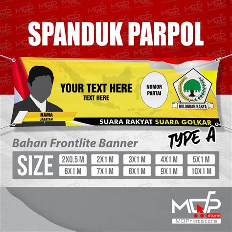 Jual Spanduk 2x1 Banner Parpol Partai Politik Kampanye Pemilu Golkar