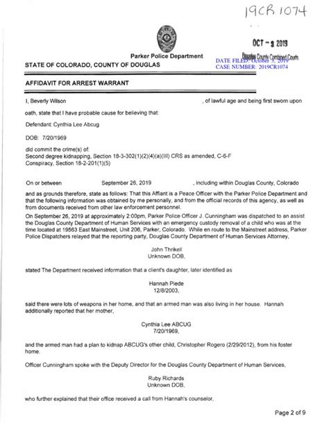 Affidavit For Arrest Warrant Pdf