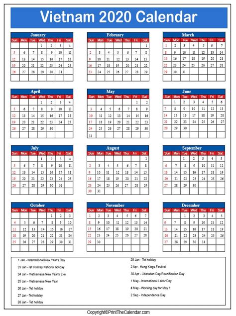 2020 Holiday Calendar Vietnam Vietnam 2020 Holidays