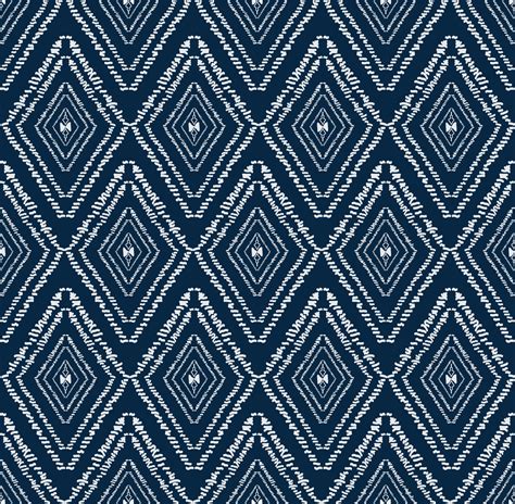 Seamless Geometric Ethnic Texture Embroidery With Dark Blue Background