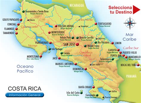 Mapa Volcanes Costa Rica