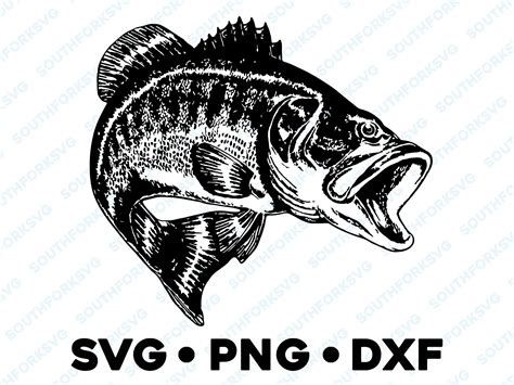 Largemouth Bass Springender Fisch SVG PNG DXF Vektor Etsy Österreich