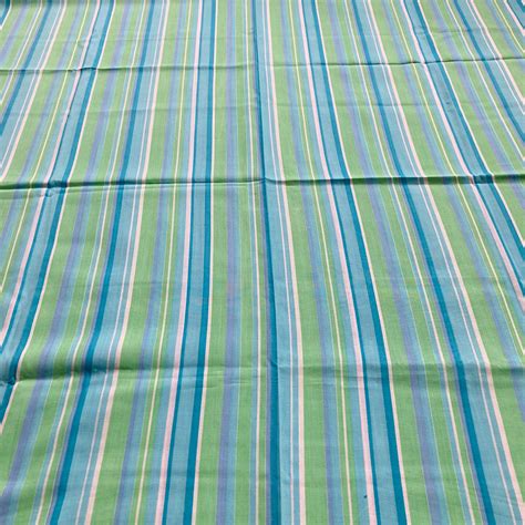 Vintage Blue Green Striped Fabric Etsy