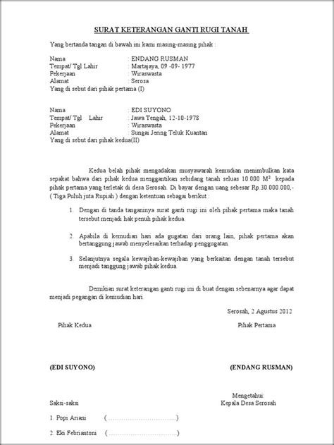 Surat Pernyataan Bersedia Membayar Ganti Rugi PDF