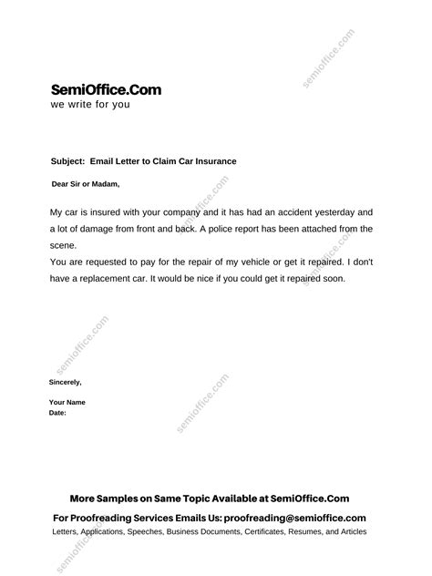 Sample Letter To Claim Car Insurance Semiofficecom