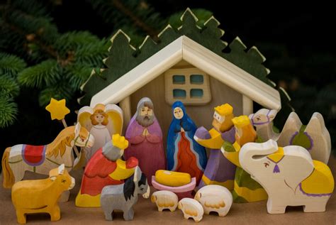 Nativity Scene Wooden Nativity Set Of 15 Hand Carved Etsy