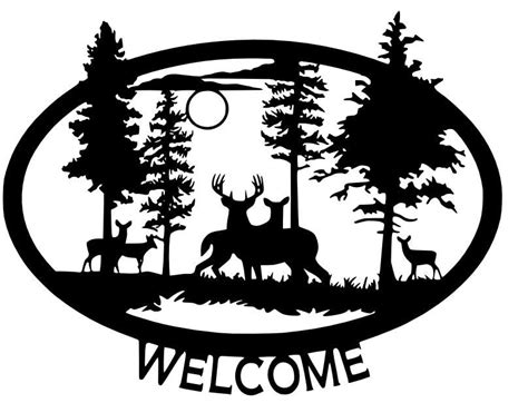 Deer Scene Welcome Sign Svg Dxf File Only Plasma Cut Ready Etsy