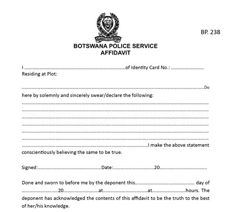 Botswana Affidavit Form Template Botswana Legal Resources Website