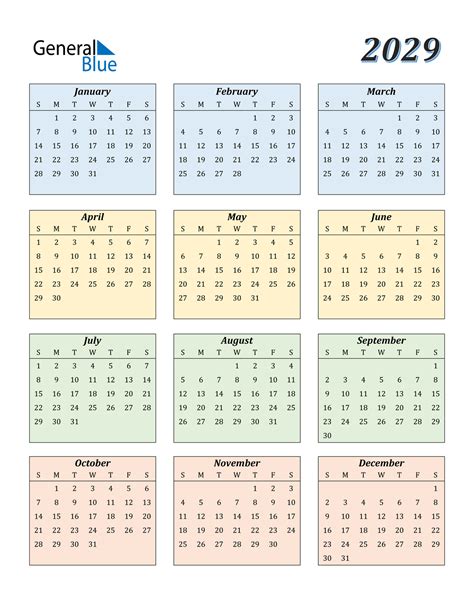 2029 Calendar Pdf Word Excel