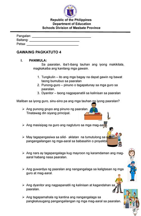 Aral Pan 1 Q3las4 5 Worksheet Republic Of The Philippines