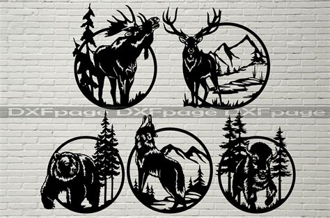 5 Wildlife Scene DXF Cut File Svg Cut File For Cricut Dxf Etsy Sweden