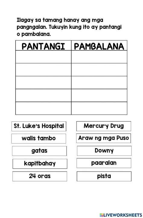 Uri Ng Pangngalan E Worksheet Pang Uri Worksheet Printable Works