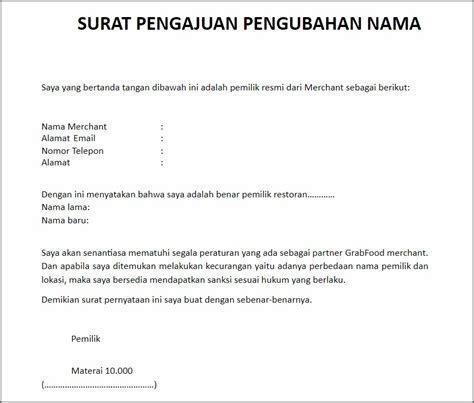 Contoh Surat Pernyataan Untuk Ganti Nama Surat Pernyataan Desain