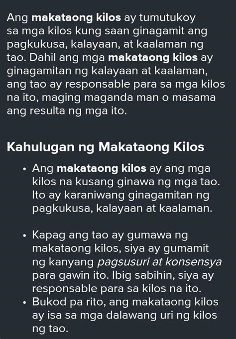 Kahulugan Ng Makataong Kilos Brainly Brainlyph