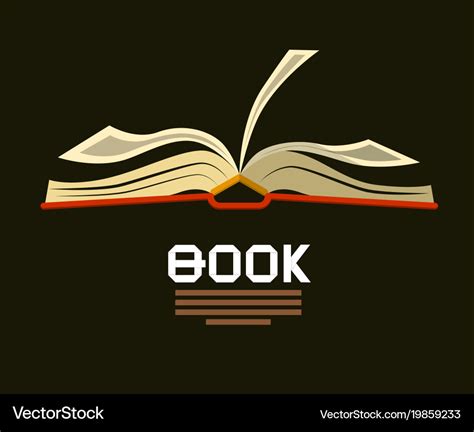 Open Book Logo Flat Design Bookstore Symbol Vector Image