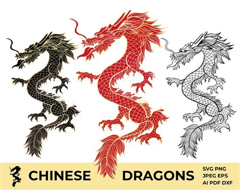 Chinese Dragon Svg Chinese Dragon Vector Dragon Tattoo Sublimation Png