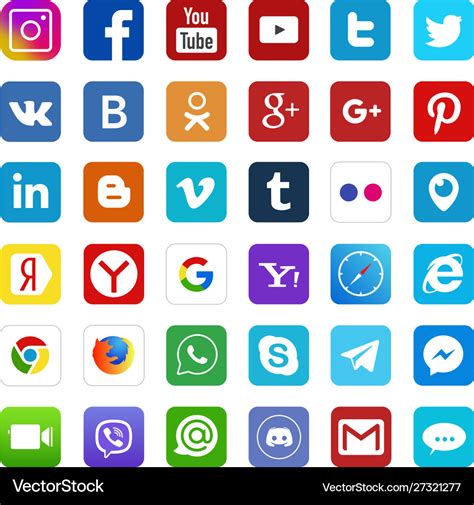 Set Popular Social Media Logos Royalty Free Vector Image