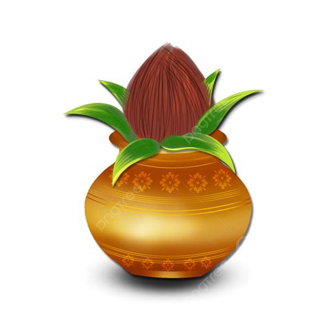 Happy Festival Kalash Golden Pot Vector Image Festival Kalash Pot