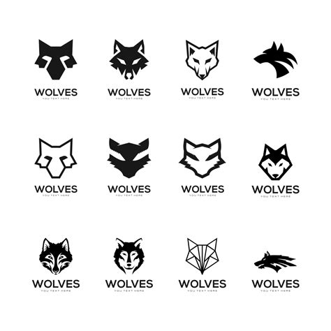 Set Of Head Wolf Logo Vector Masterbundles