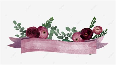 Ribbon Banner Watercolor Floral Purple Purple Flower Banner Purple