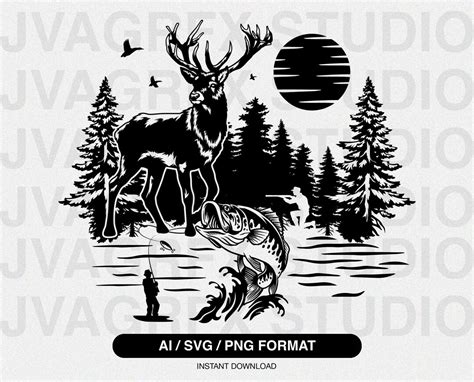 Deer Hunter SVG Deer Scene Svg Hunting Svg Outdoor Hunting Svg Cut