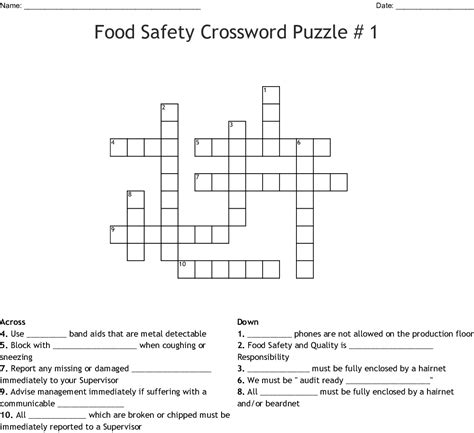 This free list of crossword answers for crossword clues is to help you get an edge over your competition. Chef Solus Food Safety Crossword Puzzle Answer Key ...