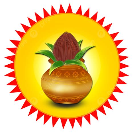 Happy Festival Ugadi Kalash Golden Pot Vector Image Ugadi Festival