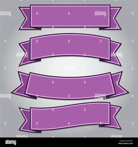 Set Of Purple Ribbon Banners Isolatedvector Illustration Stock Vector