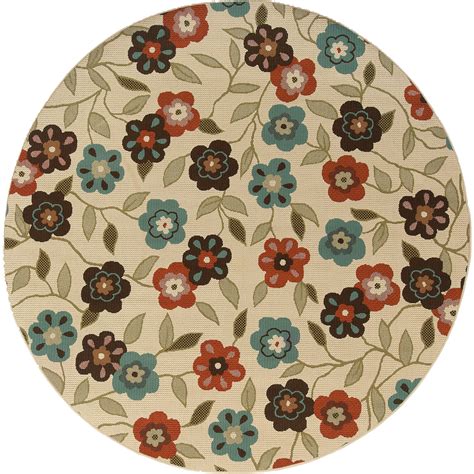 10'x10' fine jacquard tone on tone handloomed wool & art silk round rug r58617. Style Haven Malta Floral Garden Indoor-Outdoor Area Rug ...